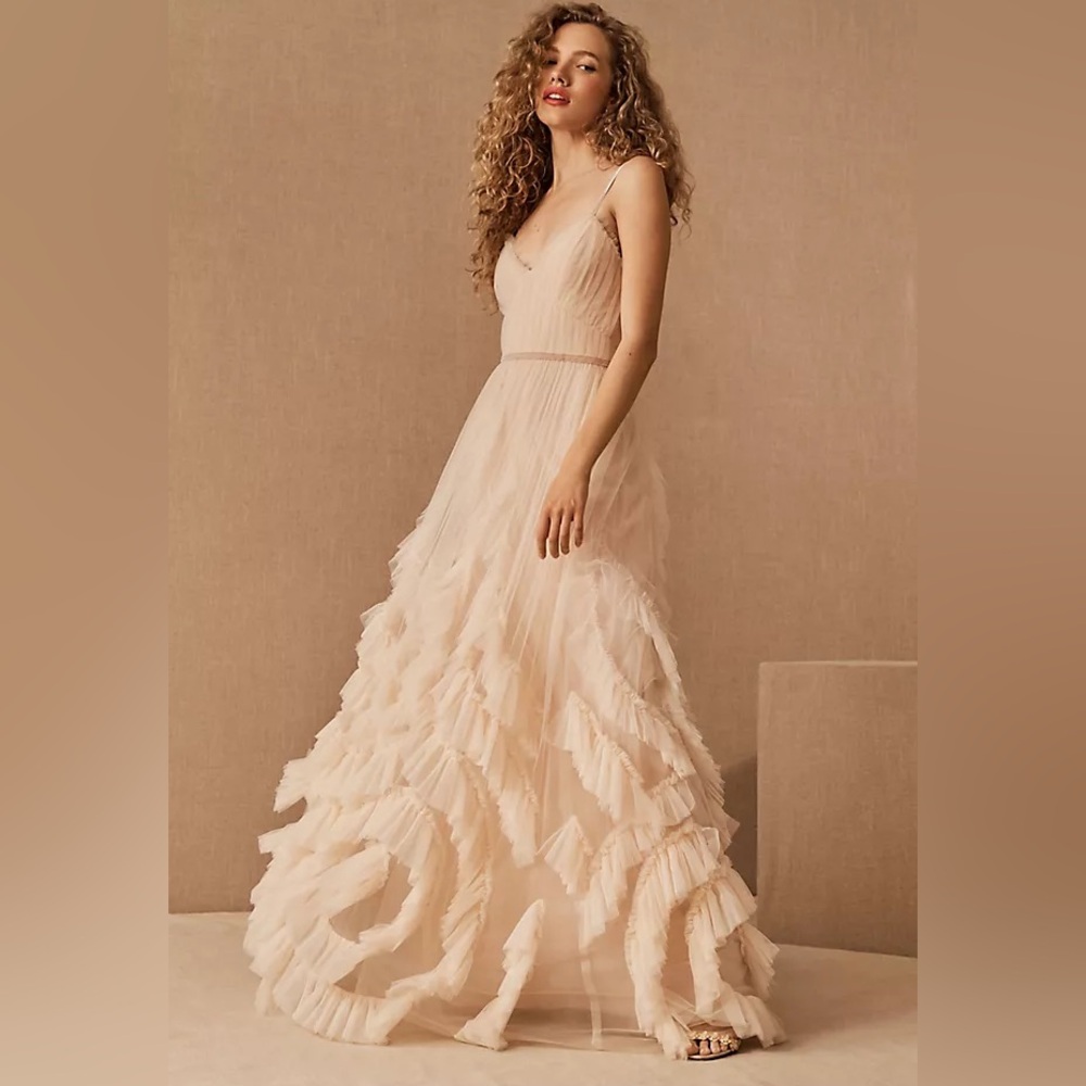 Marchesa Notte Peach Pink Chiffon Greer Gown size XS (2-4)